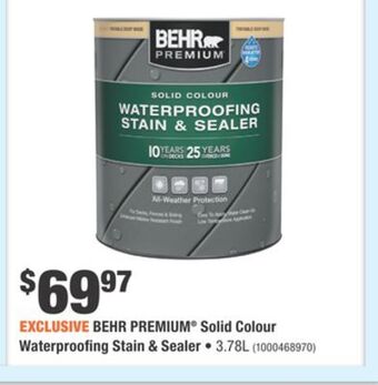 Home Depot Behr premium® solid colour waterproofing stain & sealer offer