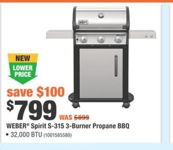 Home Depot Weber® spirit s-315 3-burner propane bbq offer