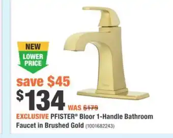 Home Depot Pfister® bloor 1-handle bathroom faucet in brushed gold offer