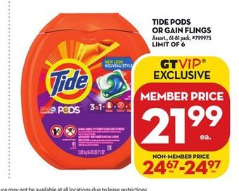 Giant Tiger Tide pods or gain flings offer