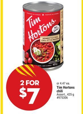 Giant Tiger Tim hortons chili offer