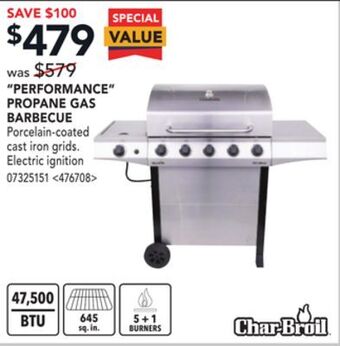 RONA Char-broil performance propane gas barbecue offer