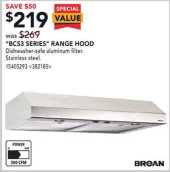 RONA Broan bcs3 series range hood offer