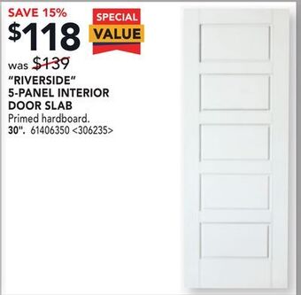 RONA Metrie riverside 5-panel interior door slab 30 offer