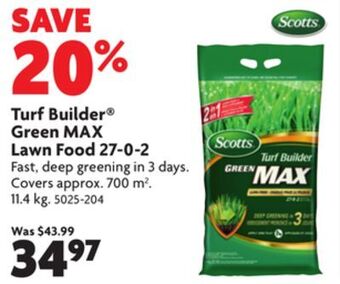 Home Hardware Turf builder® green max lawn food 27-0-2 offer