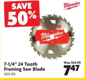Home Hardware 7-1/4 24 tooth framing saw blade offer