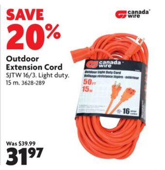 Home Hardware Outdoor extension cord offer