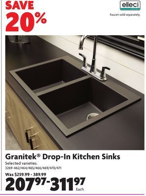 Home Hardware Granitek® drop-in kitchen sinks offer