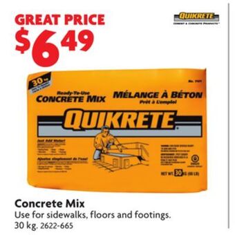Home Hardware Concrete mix offer