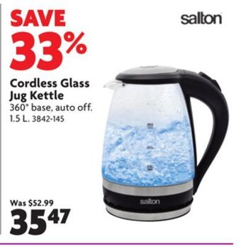 Home Hardware Cordless glass jug kettle offer