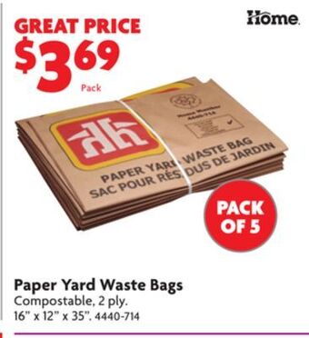 Home Hardware Paper yard waste bags offer