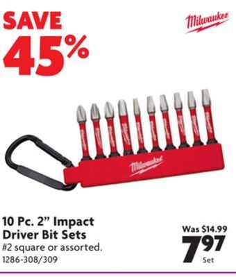Home Hardware 10 pc. 2 impact driver bit sets offer