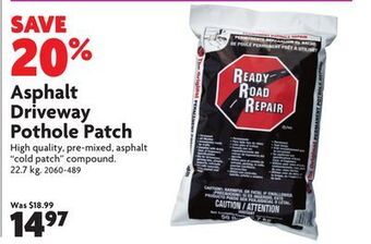 Home Hardware Asphalt driveway pothole patch offer