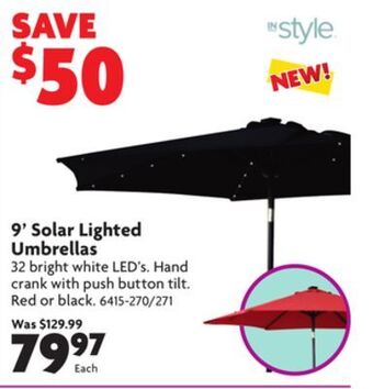 Home Hardware 9' solar lighted umbrellas offer