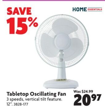 Home Hardware Tabletop oscillating fan offer