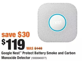 Home Depot Google nest protect battery smoke and carbon monoxide detector offer