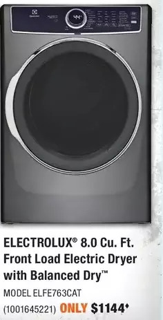 Home Depot Electrolux 8.0 cu. ft. front load electric dryer with balanced dry offer