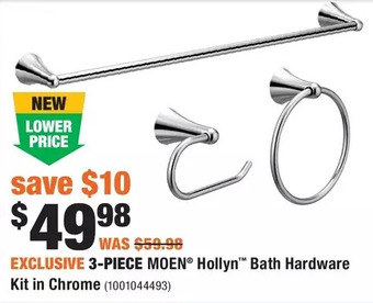 Home Depot 3-piece moen hollyn bath hardware kit in chrome offer