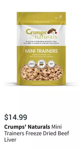 Petvalu Crumps' naturals mini trainers freeze dried beef liver offer