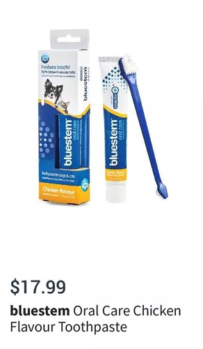 Petvalu Bluestem oral care chicken flavour toothpaste offer