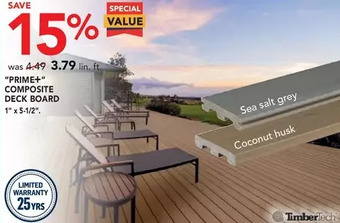 RONA Timbertech prime+ composite deck board offer