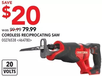 RONA Craftsman cordless reciprocating saw offer