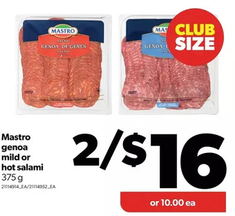 Real Canadian Superstore Mastro genoa mild or hot salami offer