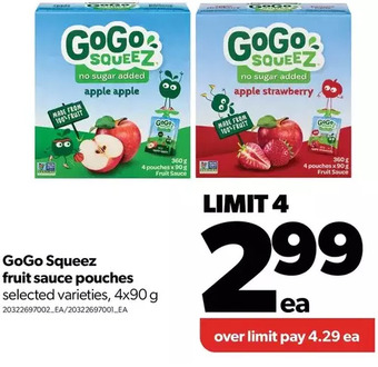 Real Canadian Superstore Gogo squeez fruit sauce pouches offer