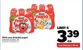 Real Canadian Superstore Iögo nano drinkable yogurt offer