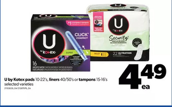 Real Canadian Superstore U by kotex pads, liners or tampons offer