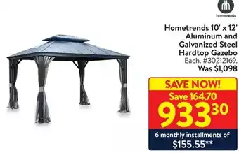 Walmart Hometrends 10 ft. x 12 ft. aluminum & galvanized steel hardtop gazebo offer