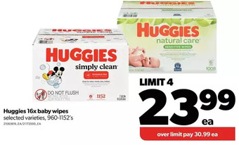 Real Canadian Superstore Huggies 16x baby wipes offer