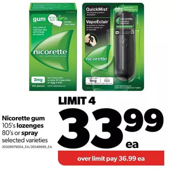 Real Canadian Superstore Nicorette gum lozenges or spray offer