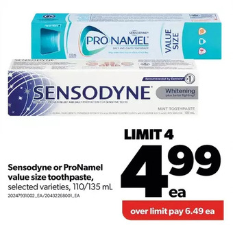 Real Canadian Superstore Sensodyne or pronamel value size toothpaste offer
