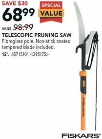 Lowe's Fiskars telescopic pruning saw offer