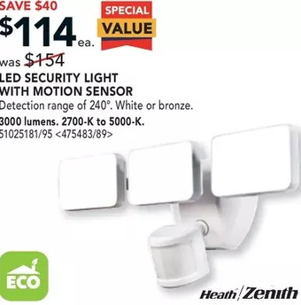 Lowe's Heath zenith led security light with motion sensor offer