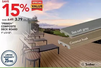 Lowe's Timbertech prime+ composite deck board offer