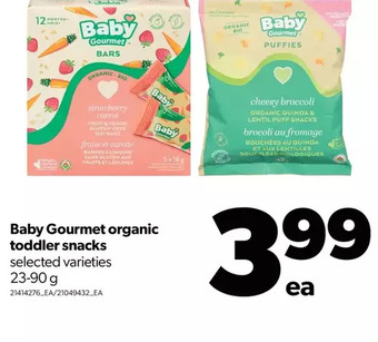 Real Canadian Superstore Baby gourmet organic toddler snacks offer