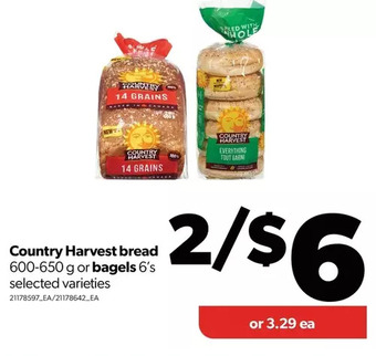 Real Canadian Superstore Country harvest bread or bagels offer