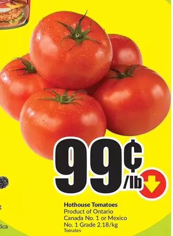 FreshCo Hothouse tomatoes offer
