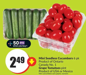 FreshCo Mini seedless cucumbers | grape tomatoes offer
