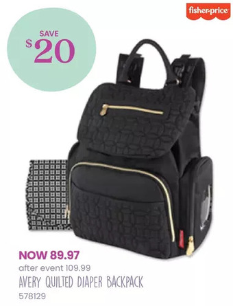 Babies 'R' Us Fisher price avery quilted backpack - black offer