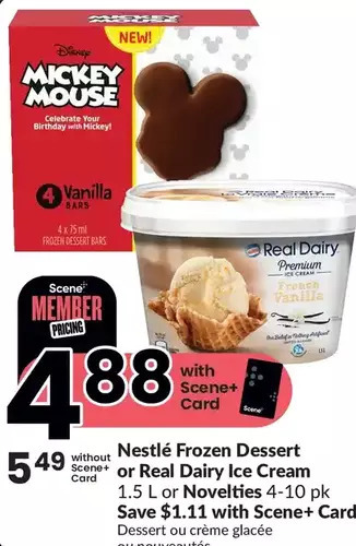 FreshCo Nestlé frozen dessert or real dairy ice cream or novelties offer