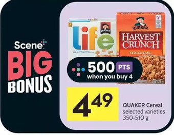 Foodland Quaker cereal offer