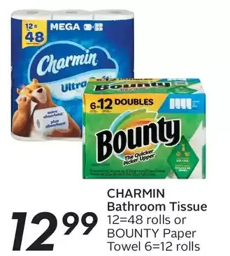Sobeys Charmin bathroom tissue or bounty paper towel offer