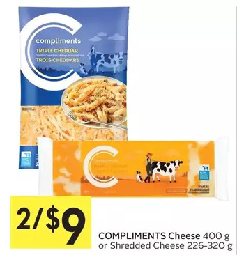 Foodland Compliments cheese or shredded cheese offer