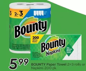 Sobeys Bounty paper towel or napkins offer