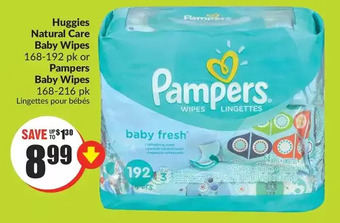 FreshCo Huggies natural care baby wipes or pampers baby wipes offer