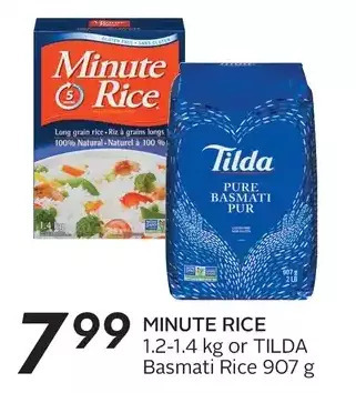 Sobeys Minute rice or tilda basmati rice offer