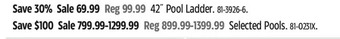 Canadian Tire 42 pool ladder offer